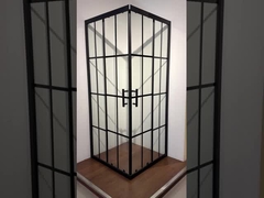 5/6mm Μέγεθος γυάλινο τετράγωνο ντους με μαύρες ρίγες πλαίσιο για σύγχρονο μπάνιο