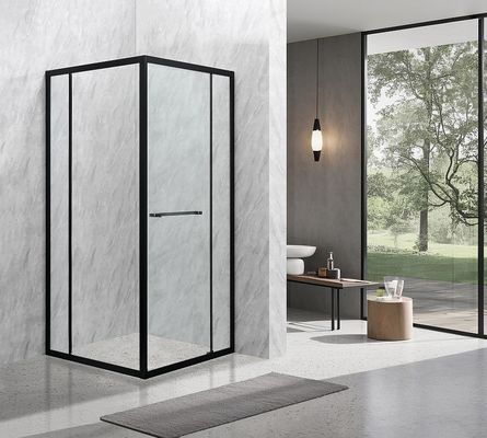 6/8mm Tempered Glass And Alum Frame Black Square Shower Enclosure Modern