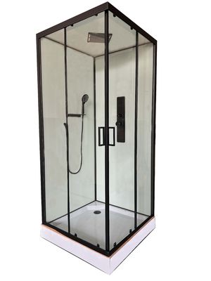 Modern Shower Room And Black Frame with tray and roof