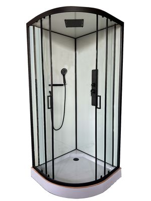 stylish sector Shower Room And Black Frame With Tray And Roof